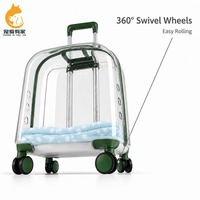 Maleta de Transporte para Mascotas con Cierre Cuadrado, Bolsa para Perros y Gatos, Material Oxford, Gran Capacidad, Portátil para Exteriores, con Cuatro Ruedas, Transpirable y Transparente