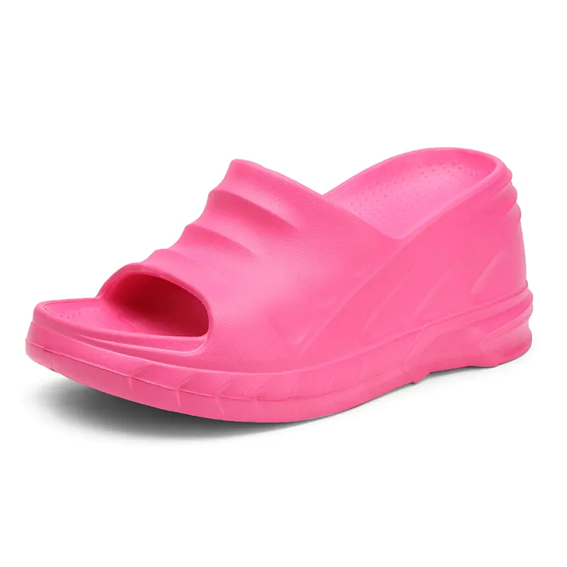 Hoge Platform Dikke Zool 9.5Cm Glijbanen Chunky Slip Op Vrouwen Sandalen Hete Roze Wedge Dame Slippers