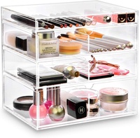 Boîte cosmétique de luxe personnalisée en acrylique avec tiroir, organisateur de maquillage transparent multicouche pour rouges à lèvres et pinceaux