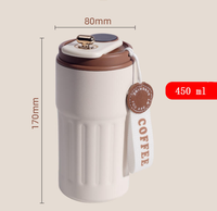 Tasse à café intelligente en acier inoxydable 316 de 450ml avec logo personnalisé en gros, gobelet de voyage isolé, couvercle à affichage de la température par LED