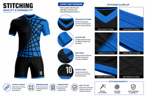 Uniforme de Fútbol Sublimado Personalizado para Hombre, Conjunto de Camiseta de Manga Corta con Cuello en V Amarillo y Azul, Pantalones Cortos, Transpirable, Ajuste Atlético, Poliéster - Product Image 4