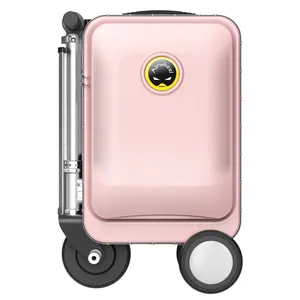 Light weight carry-on smart rideable luggage driven like a scooter in the airports