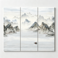 Carreaux muraux en porcelaine Yanting à motif de montagne en encre chinoise, surface brillante, imperméables, 1200x2400mm, pour restaurants et salons