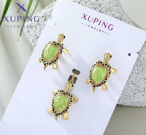 Xuping14k مطلية بالذهب التخصيص لطيف سيدة الحيوان السلحفاة المحيط الشاطئ السلاحف البحرية قلادة القرط قلادة مجموعة المجوهرات - Product Image 2