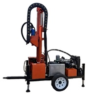 Petite plateforme de forage de puits d'eau portable, commande hydraulique diesel, profondeur 300 m, utilisation facile pour les exploitations agricoles, l'agriculture et la maison