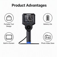 Caméra d'inspection industrielle par endoscope vidéo, type outil, écran IPS HD 3,5 pouces, articulation à 360°, sonde flexible à 220°, IP67, 1MP 1280x720