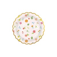 Assiettes en papier jetables de qualité alimentaire imprimées UV avec feuille d'or brillante, ensemble de dix pièces écologiques pour le thé et les goûters