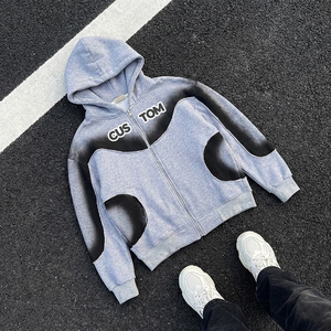 Set Felpa con Cappuccio Oversize Personalizzata di Alta Qualità con Mezza Cerniera e Stampa Serigrafica per Uomo - Product Image 4