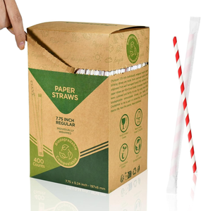 Pailles en papier kraft naturelles écologiques jetables, sans goût, sans colorant, gobelets à boba pour boissons froides - Product Image 3