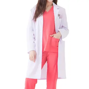 Custom Medical White Lab coat OEM Logo Doctors and Nurses White Nurse And Doctor Dress White Gown