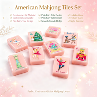 Jeu de Mahjong Américain Moderne de Luxe Étanche et Pliable, 166 Tuiles en Acrylique, Tapis, 4 Poussoirs, Sacs de Rangement pour Dés, Portable