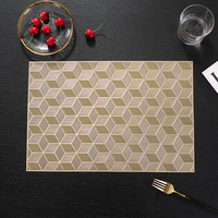 Set de table rectangulaire européen simple pour Noël, en PVC, isolant thermique, doré