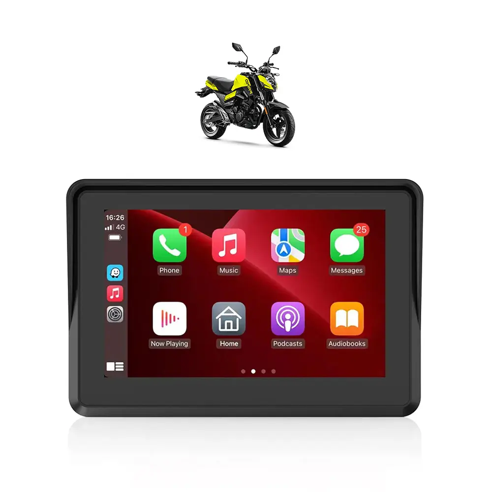 CARABC Portable Motor Navigator Drahtlose Motorrad Carplay Navigation 5 Zoll Android Auto Motorrad GPS mit Carplay
