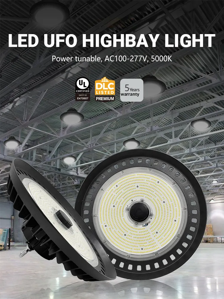 Usa Voorraad/Beste Prijs/Dlc/Ul/Et Listed Hot Selling Ip 65 Waterdicht Aluminium Ufo Highbay Licht Met Bewegingssensor