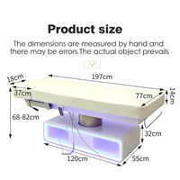 Lit de beauté électrique pour le visage, 4 moteurs, réglable, avec base lumineuse LED, revêtement en cuir PU, pour soins esthétiques