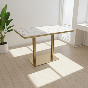 Table à manger rectangulaire moderne de luxe en fer avec plateau en verre trempé, pour salle de sport, hôtel, restaurant, café, 4 places, durable et portable - Product Image 3