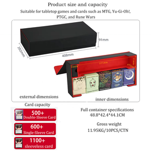    Boîte de rangement pour cartes de jeu de société de grande capacité 600+ cartes, en cuir PU, pour cartes TCG Yugioh Commander, type Deck Box et Dice Tower - Product Image 2