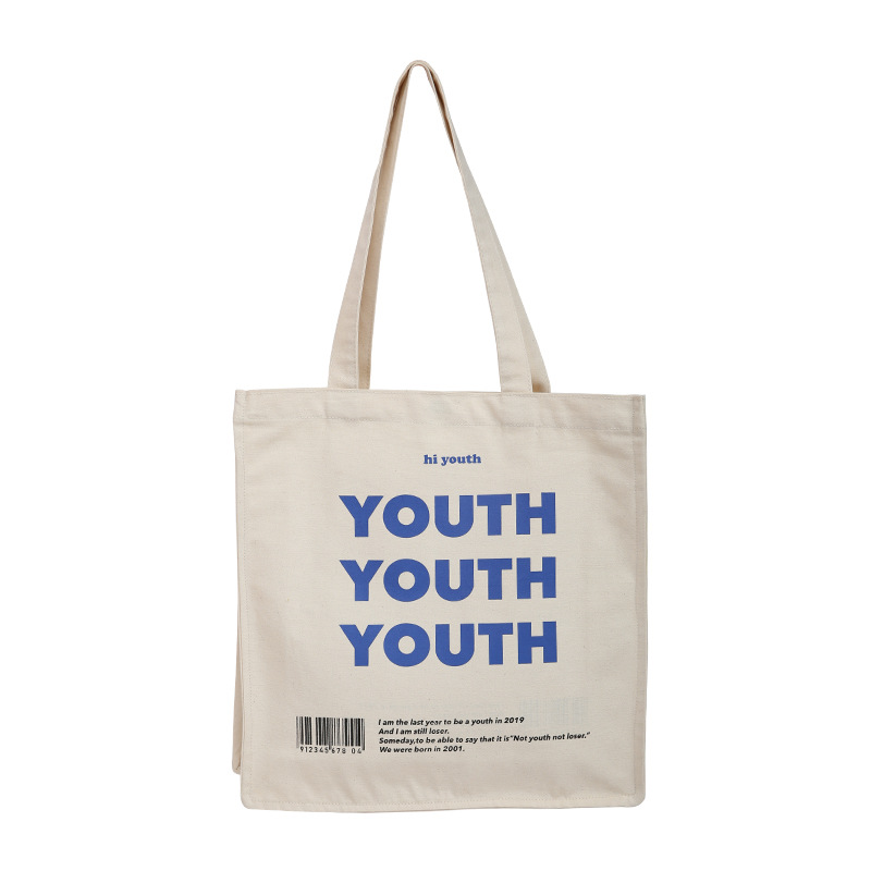 Wholesale Custom Logo Printed Reusable Eco Friendly Canvas Shopping Cotton Tote Bag with inside pockets