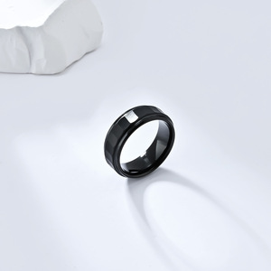 Unisex Tungsten Steel <b>Rings</b> Gold Black Steel Wedding Band Geometric Design <b>For</b> <b>Men</b> Women Jewelry - Product Image 3