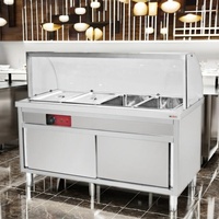 Table à vapeur électrique en gros, en acier inoxydable, chauffe-plats pour buffet, présentoir alimentaire commercial pour restaurant et traiteur