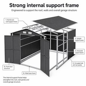 <span class=keywords><strong>Abri</strong></span> de garage métallique préfabriqué OEM/ODM en acier galvanisé, <span class=keywords><strong>abri</strong></span> de stockage de voiture extérieur verrouillable, bâtiment métallique pour le stockage de véhicules - Product Image 3
