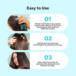 Spray coiffant au sel de mer bio à base de plantes, texturant longue durée pour les <span class=keywords><strong>cheveux</strong></span> de plage ou de surfeur, <span class=keywords><strong>bon</strong></span> retour d'expérience pour les <span class=keywords><strong>cheveux</strong></span> secs - Product Image 4