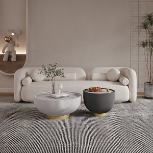 Canapé en tissu moderne minimaliste nordique en forme de U, rembourré avec rembourrage en mousse, pour salon, petits appartements - Product Image 2