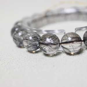 Auténtica Pulsera de Cristal de Cuarzo Negro Rutilado, Poder de la Voluntad, Creencia, Cuarzo Negro Rutilado, Despertar Espiritual, Piedra de Chakra - Product Image 3