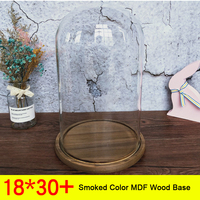 Cloche en verre avec base en bois pour l'affichage de roses préservées, grande cloche en verre pour objets de collection