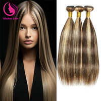 Meilleure qualité supérieure Mèches de couleur piano Mèches de cheveux raides Mèches de cheveux blonds ombrés avec closure