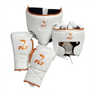 Guantes de MMA 2026 de gran venta, set de boxeo para sparring, de alta calidad, blancos y naranjas, con cordones, de cuero de vaca, equipo de boxeo personalizable - Product Image 1