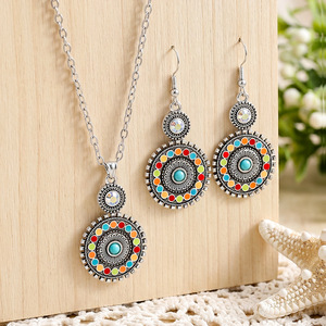 Bohemian Jewelry <b>Set</b> Necklace And Earrings Alloy <b>Crystal</b> Rhinestone Women's Party Fashion Jewelry - Product Image 1