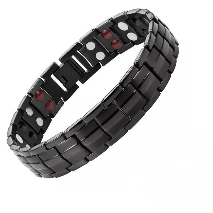 Pulsera magnética de desintoxicación linfática para hombre, brazalete magnético de aleación de iones negativos y germanio