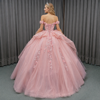 Losangeles soirée chérie Quinceanera robe de bal couleur bonbon naturel rose parole longueur perles Appliques robe de mariée en dentelle