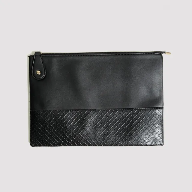 Black Real Snake Leather Joint Vegan Leather Clutch Bags for Men