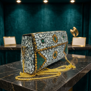 Bolso de Mano Tipo Clutch Bohemio de Metal de Lujo, con Patrón Clásico de Caramelos, Cierre Abierto, Impermeable, Bolso Bandolera de Moda - Product Image 4