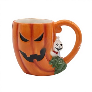 Tasse à lait en céramique créative nordique en forme de citrouille, théière peinte à la main, décoration de scène de fête d'Halloween, usage quotidien - Product Image 1