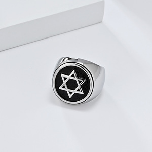 Popular yunnique style <b>titanium</b> steel six-pointed star men's <b>ring</b>, niche and unique David's Star index finger <b>ring</b> - Product Image 4