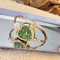 Montre Bracelet Romantique Française LP69 avec Cadran en Verre Tridimensionnel, Diamants Scintillants et Mouvement à Quartz, Bracelet en Alliage