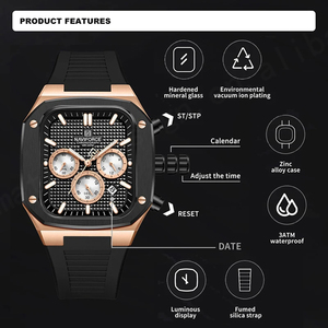 Naviforce นาฬิกาข้อมือซิลิโคนหน้าปัดสี่เหลี่ยมสำหรับผู้ชาย, ใหม่8037นาฬิกากีฬาเรืองแสงนาฬิกาควอตซ์สำหรับนักธุรกิจชาย - Product Image 3