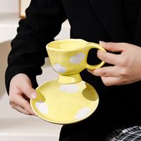 Tasses et soucoupes en céramique créatives Lelyi, design nuage, pour le thé de l'après-midi, mugs à café, cadeaux personnalisés de grande valeur pour filles, en stock