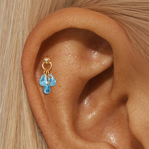 Boucles d'oreilles spirales à visser en argent sterling S925 avec pendentif goutte d'eau coloré en zircon 5A - Product Image 6