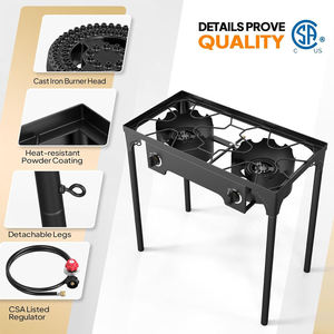 Parrilla <span class=keywords><strong>de</strong></span> <span class=keywords><strong>Gas</strong></span> Propano para Exteriores <span class=keywords><strong>de</strong></span> Hierro Fundido Resistente con Dos Quemadores para Uso Doméstico; Presenta un Diseño Plegable y es Fácil <span class=keywords><strong>de</strong></span> Montar - Product Image 2
