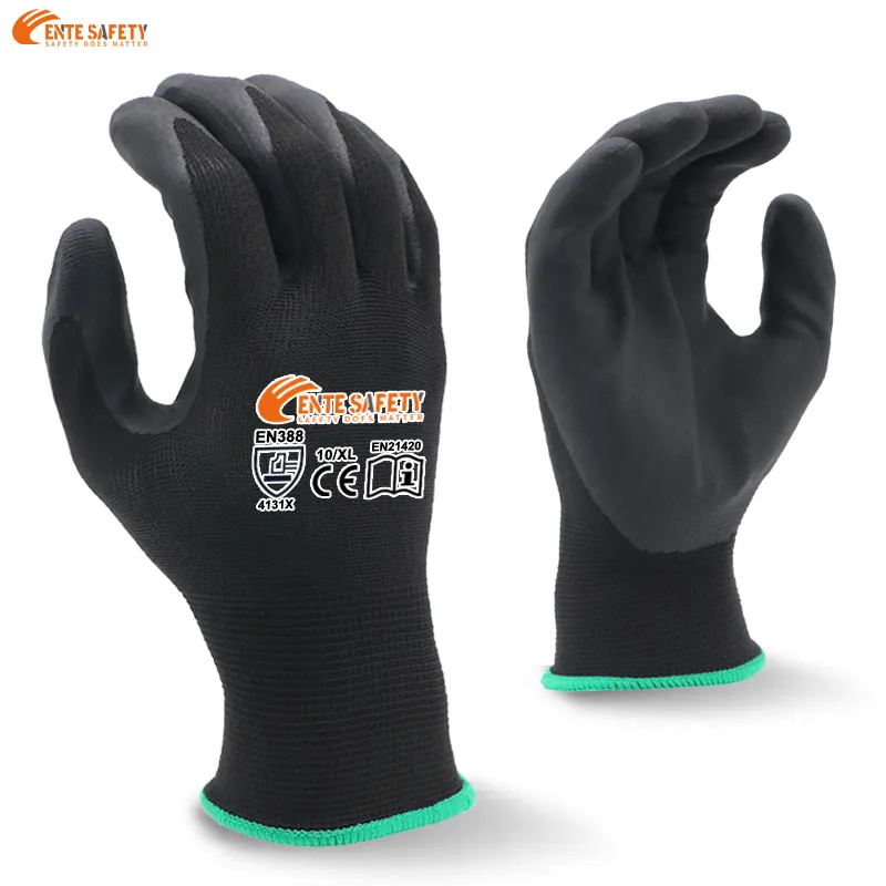 An toàn sản phẩm mới 13 Máy đo Polyester Đen bọt Nitrile tráng Xe Lắp Ráp làm việc tùy chỉnh chung làm việc găng tay