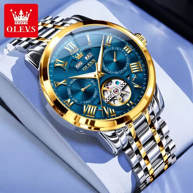 Olevs 6668 Original Brand Automatic Mechanical Watches Luminous Hands Waterproof Calendar Wristwatch for Men Montre Relojes Uhr
