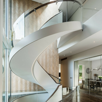Commercial en métal d'intérieur en bois appartement incurvé d'escalier en acier