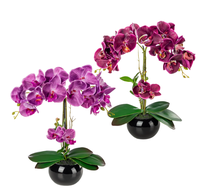 Orchidées Phalaenopsis artificielles personnalisables au toucher réel, vase de fleurs artificielles de luxe, arrangement en soie imprimé en 3D, décoration pour la maison et l'hôtel