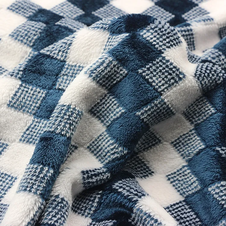 Polyester Jacquard Flanellen Stof Gebreide Warp Jacquard Dobby Diamant Kation Flanel Fleece Stof Voor Deken Thuis Textiel