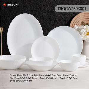 TRESUN - Juego de Vajilla de Vidrio Opal Blanco al por Mayor, 58 Piezas, Portátil, Popular para Hoteles y Restaurantes - Product Image 5
