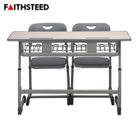 Ensemble de bureau et chaise double réglables en hauteur de haute qualité pour les meubles de classe scolaire